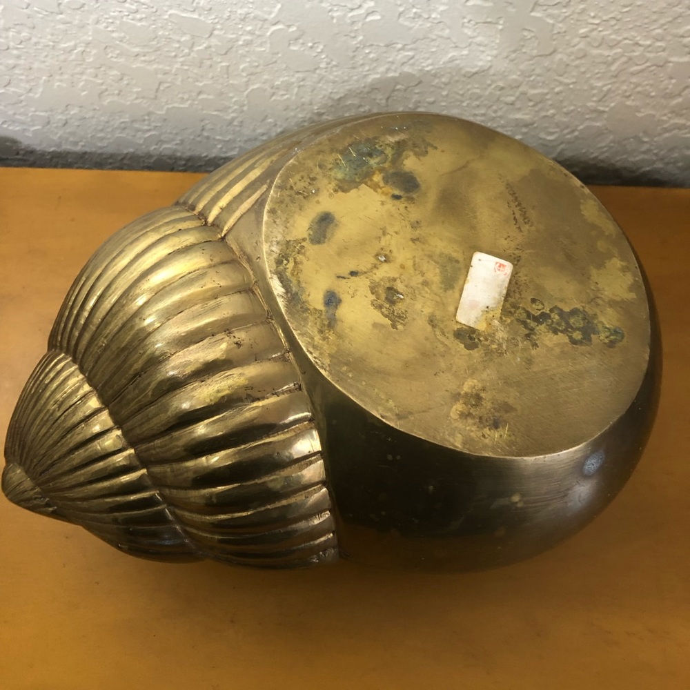 Solid Brass Clipart Conch Sea Shell Planter Vase - Picture 7 of 7